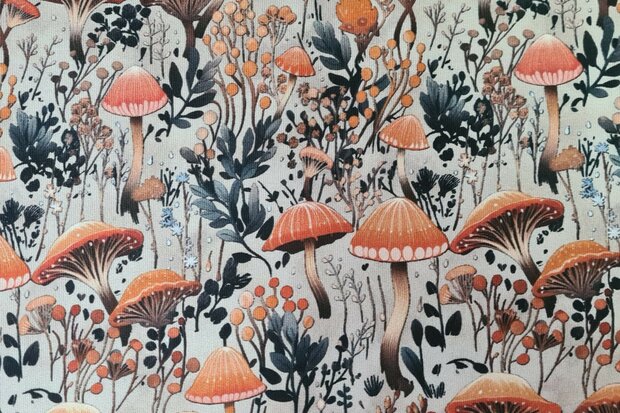 French Terry  Mushrooms Beige