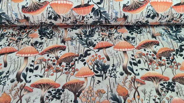 French Terry  Mushrooms Beige