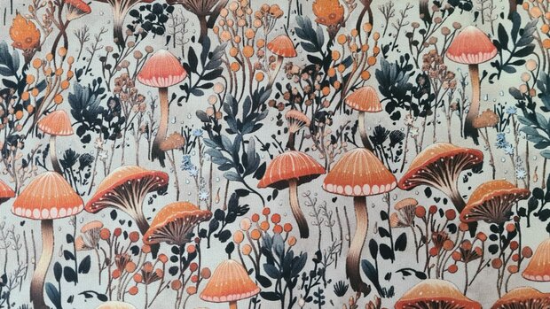 French Terry  Mushrooms Beige