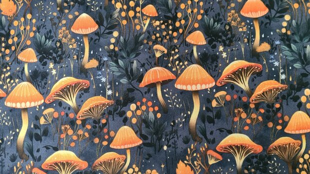 French Terry  Mushrooms Navy