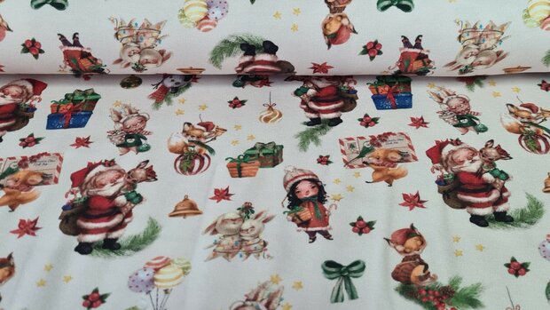 Cotton Jersey Digital Christmas Ecru