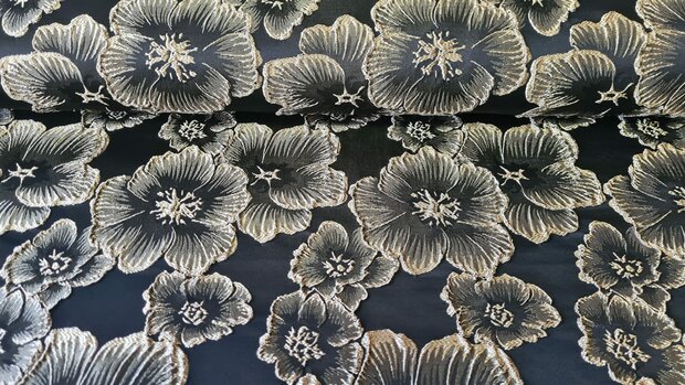 Jacquard Flowers Black/Gold