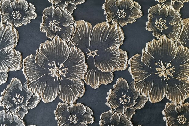 Jacquard Flowers Black/Gold