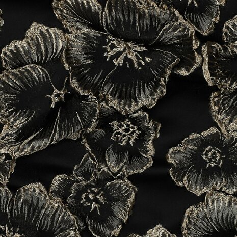 Jacquard Flowers Black/Gold