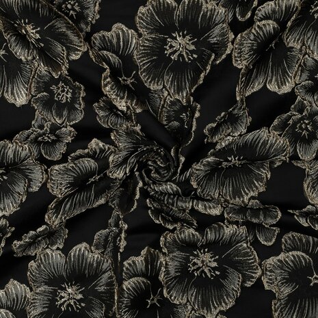 Jacquard Flowers Black/Gold