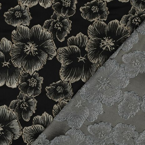 Jacquard Flowers Black/Gold