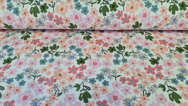 French Terry Little Flowers Off White