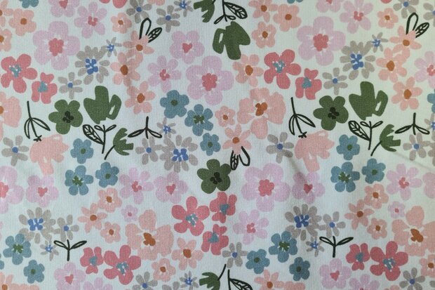 French Terry Little Flowers Off White