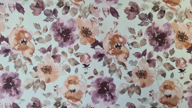 French Terry Romance Flowers Off White