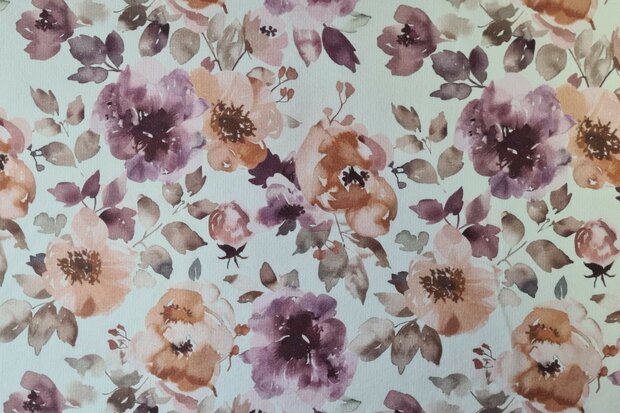 French Terry Romance Flowers Off White