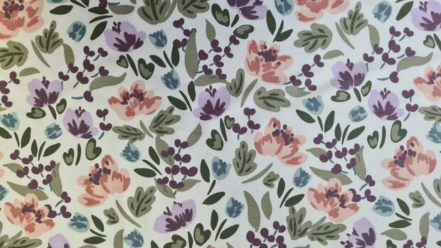 French Terry Painted Flowers Off White