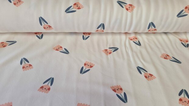 French Terry Sweet Flowers Off White