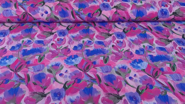 Viscose Digital Ecovero Flowers Lilac