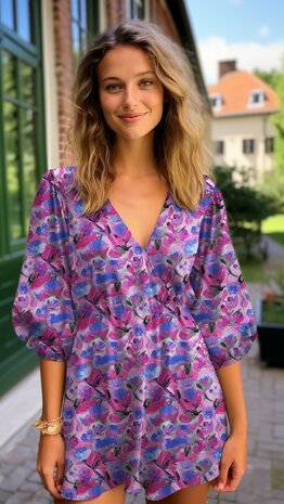 Viscose Digital Ecovero Flowers Lilac