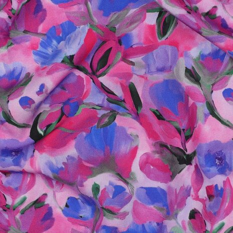 Viscose Digital Ecovero Flowers Lilac