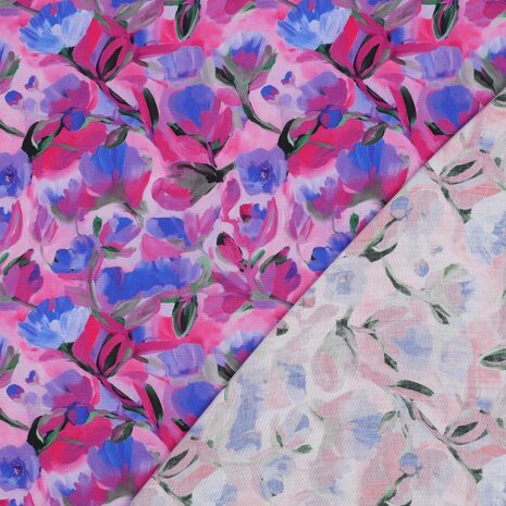 Viscose Digital Ecovero Flowers Lilac