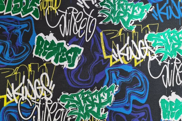 French Terry Grafiti Foil Black