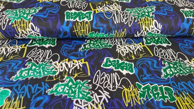 French Terry Grafiti Foil Black