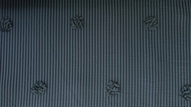 Viscose Embroidery Flowers / Stripes Navy