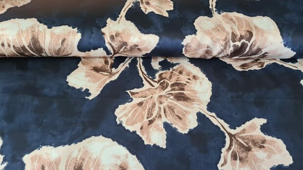 Satin Flowers Navy