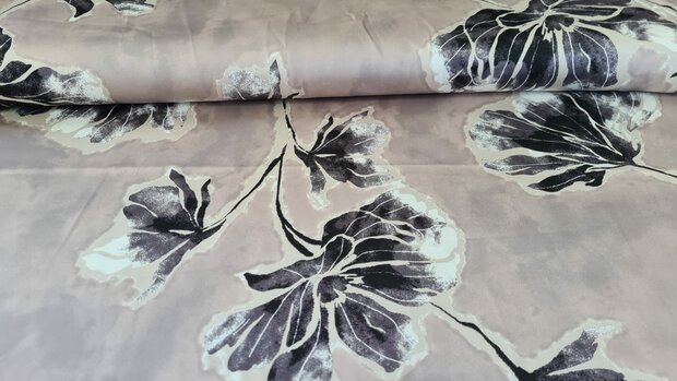 Satin Flowers Beige
