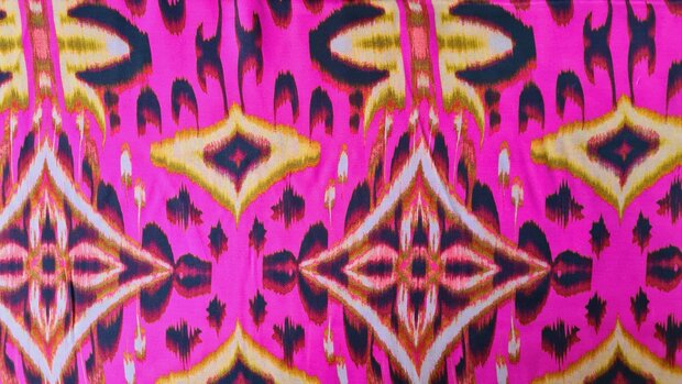 Viscose Satin Abstract Fuchsia