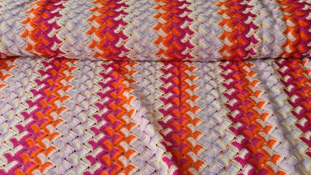 Knitted Zig Zag Multi Fuchsia