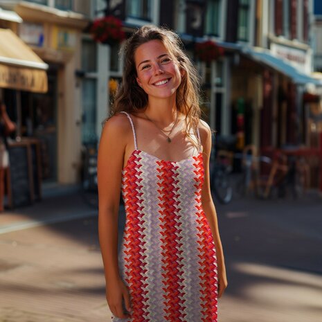 Knitted Zig Zag Multi Fuchsia