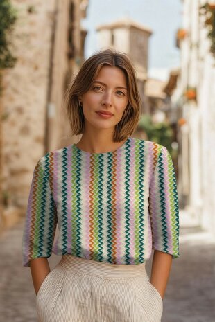 Knitted Zig Zag Multi Green