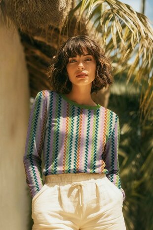 Knitted Zig Zag Multi Green