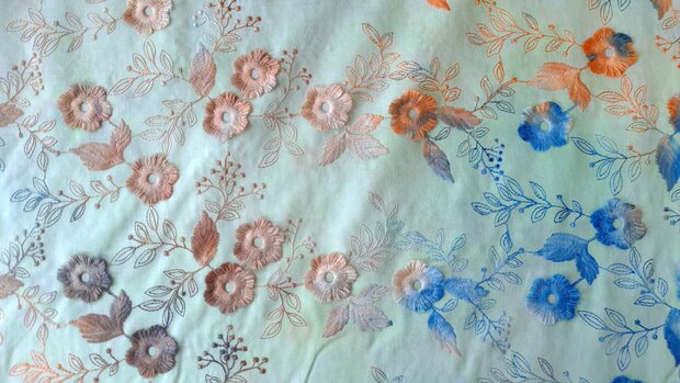 Cotton Embroidery Tie Dye Multi Mint