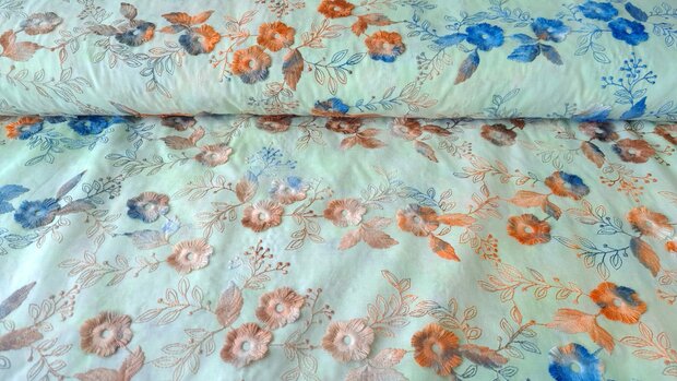 Cotton Embroidery Tie Dye Multi Mint