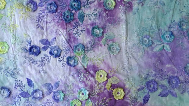 Cotton Embroidery Tie Dye Multi Lila