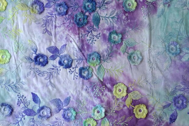 Cotton Embroidery Tie Dye Multi Lila