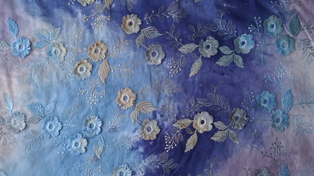 Cotton Embroidery Tie Dye Multi Carbon