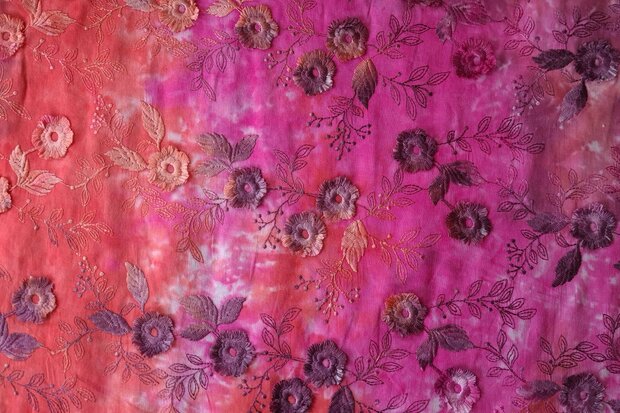 Cotton Embroidery Tie Dye Multi Magenta