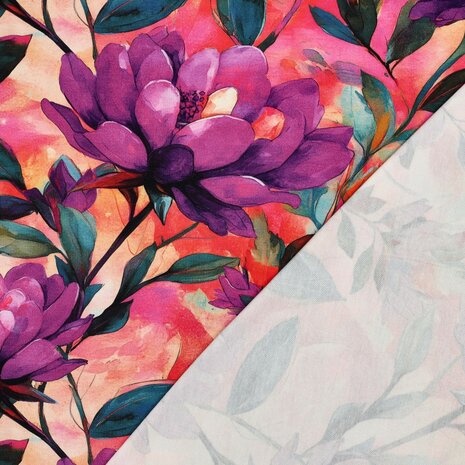 Viscose Jersey Digital Flowers Magenta