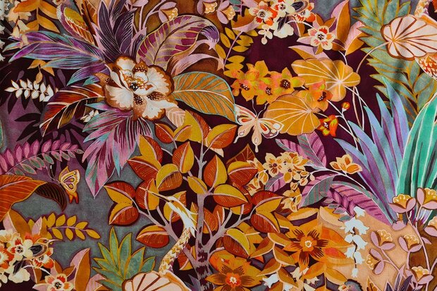 Viscose Jersey Jardin Multi-Mauve