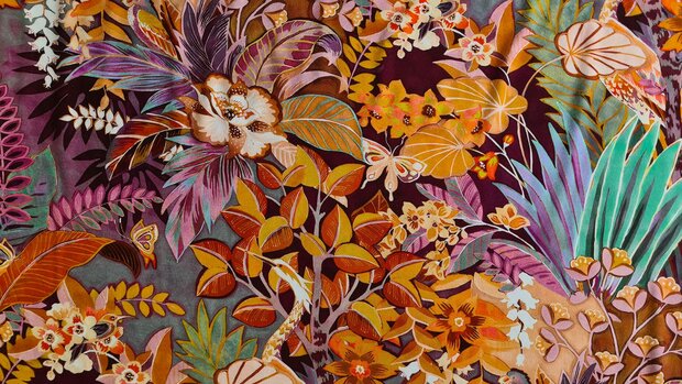 Viscose Jersey Jardin Multi-Mauve