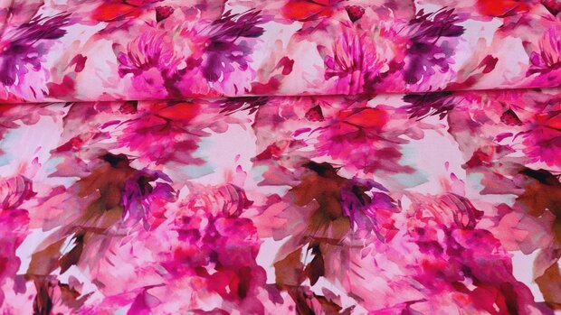 Viscose Jersey Flowers Pink