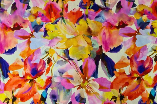 Viscose Jersey Flowers Multi