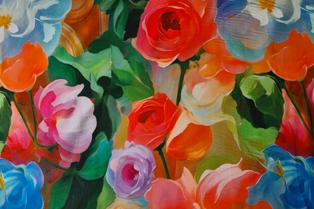 Viscose Digital Flowers Multi