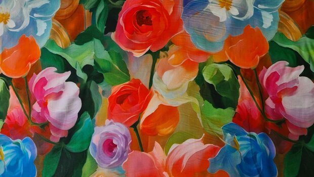 Viscose Digital Flowers Multi