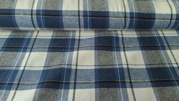 Cotton Flannel Check Jeans Blue