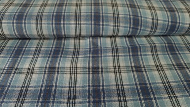 Cotton Flannel Check Light Blue