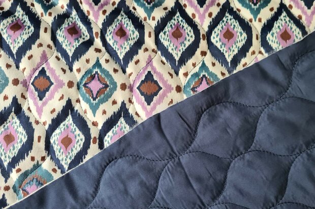 Double Stepped Velvet Navy/Lilac