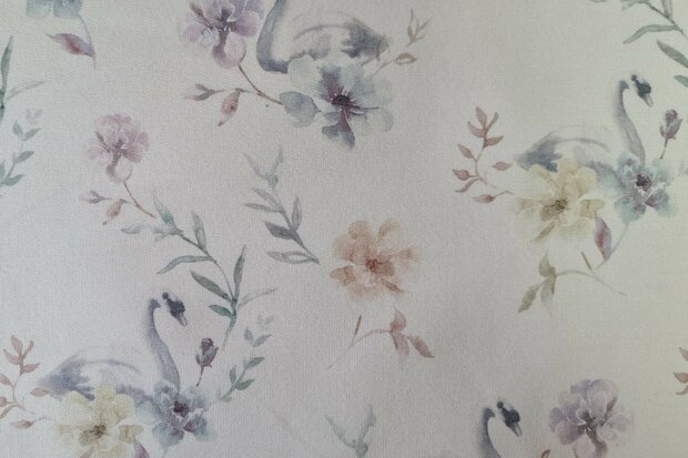 Organic Cotton Jersey Swan & Flowers