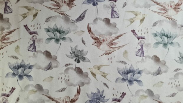 Organic Cotton Jersey Fairies Mauve