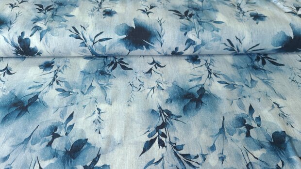 Viscose Linnen Twigs Blue