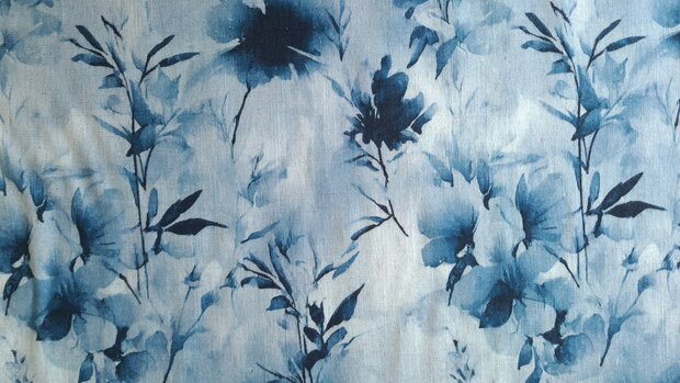 Viscose Linnen Twigs Blue
